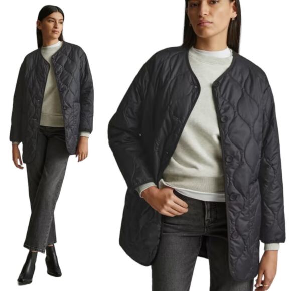 Everlane The ReNew Quilted Mid-Length Liner Jacket In Black Size Small New - Picture 1 of 15